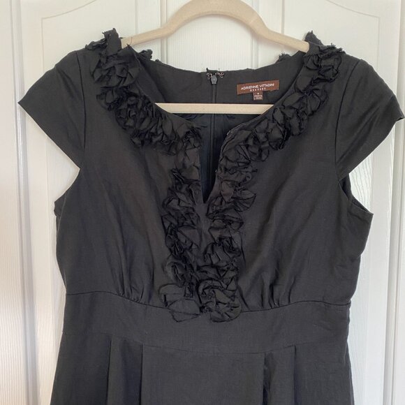 Vintage Adrienne Vittadini Women's Black Formal Dress with Flowers Size 8 - Picture 5 of 8